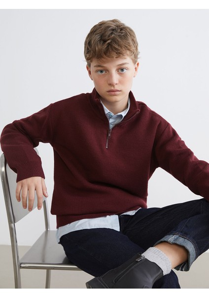 Yeni Sezon Dik Yaka Erkek Çocuk Triko Kazak