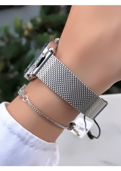 Orijinal Çelik Hasır Kordon Kadın Kol Saati 3 Atm Su Geçirmezlik Gümüş Renk Bileklik Hediyeli DK951C2 modelleri