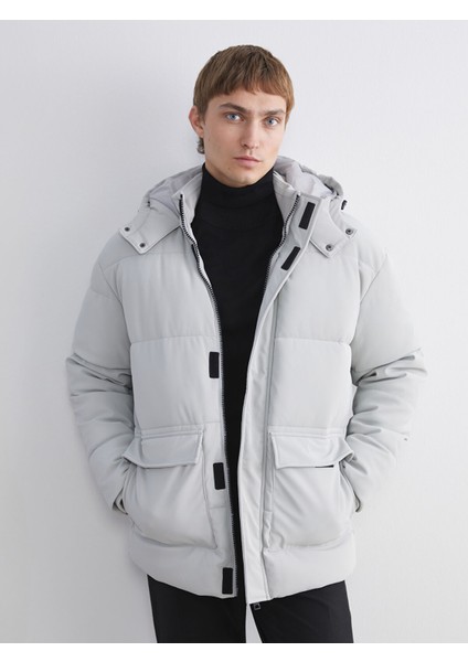 Yeni Sezon Standart Kalıp Kapüşonlu Erkek Mont