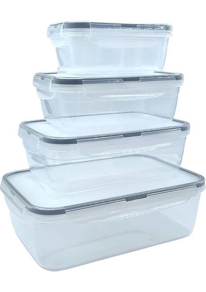 4lü Iç Içe Sızdırmaz Contalı Kilitli Kapaklı Plastik Erzak Saklama Kapları LC315 indirimleri