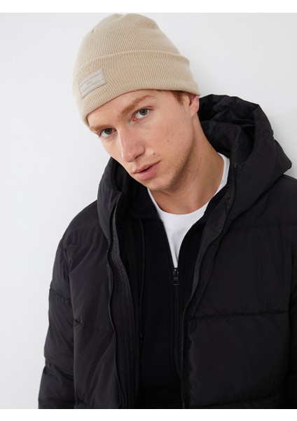 Yeni Sezon Etiket Baskılı Erkek Triko Bere