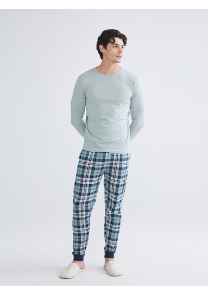 Yeni Sezon Standart Kalıp Ekose Erkek Pijama Alt