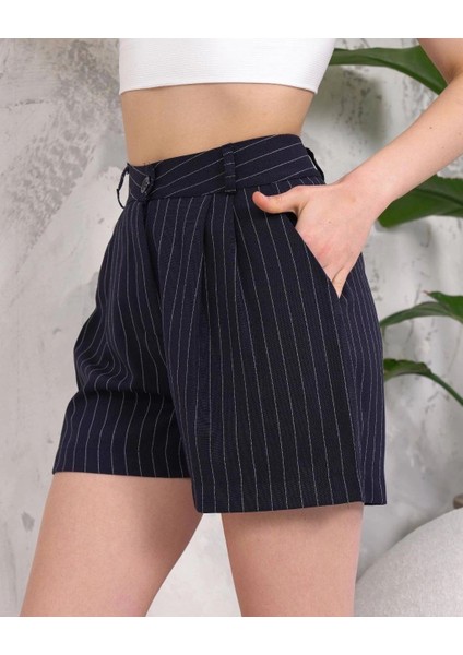 Yzlal Çizgili Düğmeli Şort Siyah S2551251 (Beden: S) indirimleri