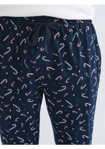 Yeni Sezon Standart Kalıp Yılbaşı Temalı Erkek Pijama Alt modelleri