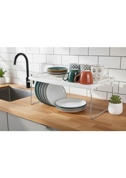 1 Adet Diktörtgen 1 Adet Kare Dolap Içi Çok Amaçlı Düzenleyici Raf-Organizer fiyatları