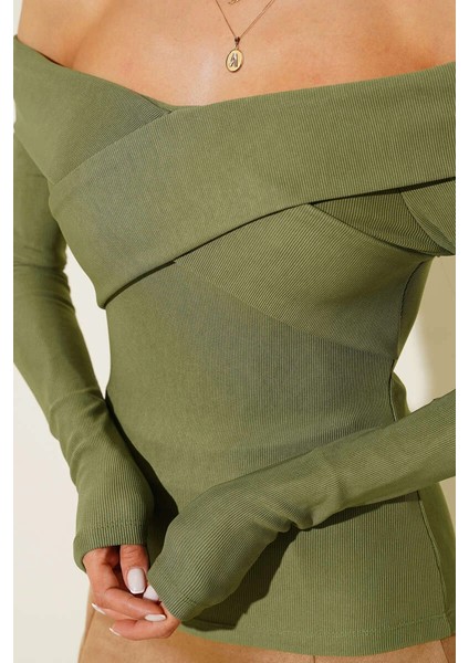 Sptrns Madonna Çapraz Yaka Bluz Yeşil T4331 (Beden: S) fırsatları