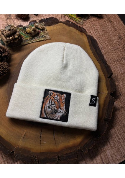 Erkek Kadın Unisex Bere Kışlık Şapka – Kışlık Kalın Triko Kaplan Tiger Hayvan Figürlü Şık Kış Bere