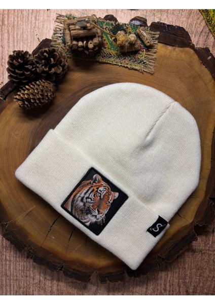 Erkek Kadın Unisex Bere Kışlık Şapka – Kışlık Kalın Triko Kaplan Tiger Hayvan Figürlü Şık Kış Bere