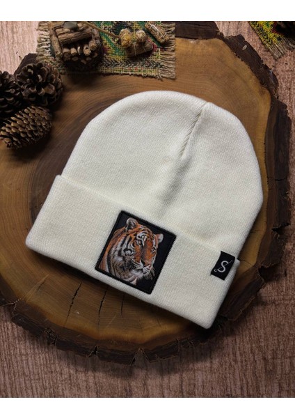 Erkek Kadın Unisex Bere Kışlık Şapka – Kışlık Kalın Triko Kaplan Tiger Hayvan Figürlü Şık Kış Bere