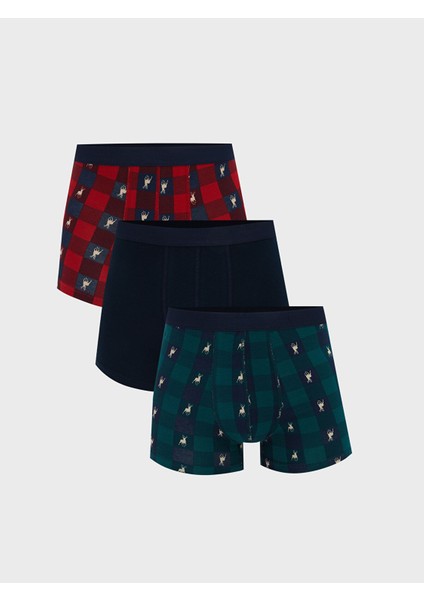 Yeni Sezon Standart Kalıp Pamuklu Esnek Erkek Boxer 3'lü