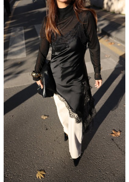 Asimetrik Kesim Dantelli Saten Bluz indirimleri