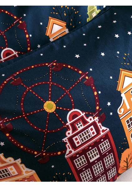 Home Lacivert Yılbaşı Temalı Pamuklu Welsoft Kumaş Çift Kişilik Nevresim Seti 200X220 cm fırsatları