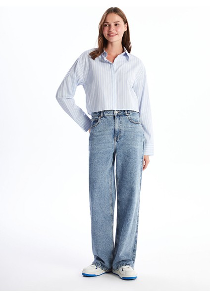 Yeni Sezon Çizgili Crop Poplin Kadın Gömlek fiyatları