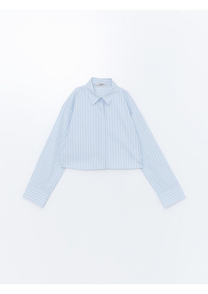 Yeni Sezon Çizgili Crop Poplin Kadın Gömlek indirimleri
