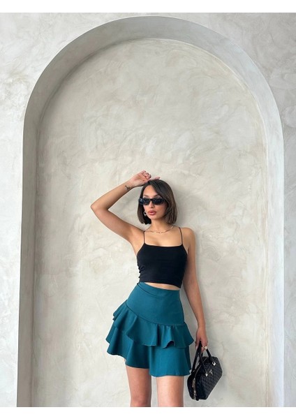 Yzlal Valonlu Fırfırlı Etek Yeşil S24681 (Beden: M) fiyatları