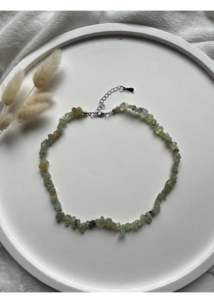 Prehnit Taşı Kolye El Yapımı Çelik Aparatlı fiyatları