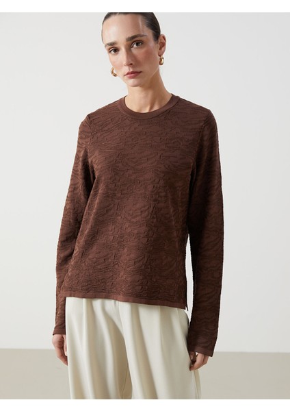 Yeni Sezon Bisiklet Yaka Desenli Kadın Triko Kazak