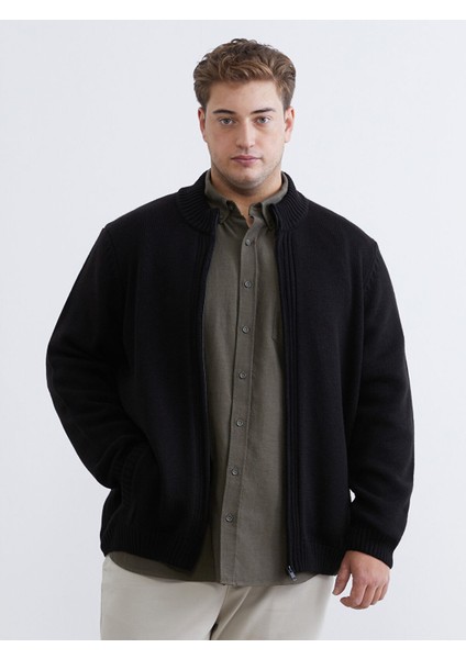 Yeni Sezon Standart Kalıp Dik Yaka Erkek Triko Hırka