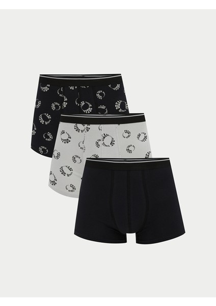 Yeni Sezon Standart Kalıp Desenli Erkek Boxer 3'lü