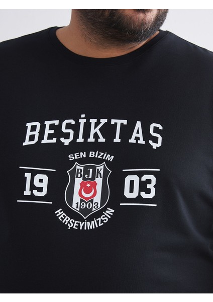 Yeni Sezon Büyük Beden Bisiklet Yaka Beşiktaş Baskılı Erkek Pijama Üst modelleri