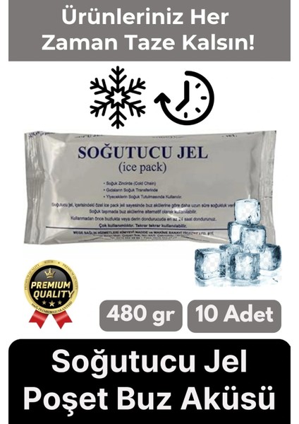 Premium Güvenli Dayanıklı Malzeme Seyahat Yolculuk Yiyecek Soğutucu Jel Poşet Buz Aküsü 480gr 10Adet