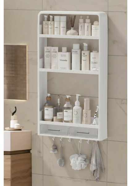 Yapışkanlı Banyo Mutfak Duvar Organizer, Havluluk, Şampuanlık, Kozmetik Organizer, Mutfak Rafı