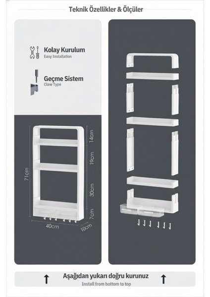 Yapışkanlı Banyo Mutfak Duvar Organizer, Havluluk, Şampuanlık, Kozmetik Organizer, Mutfak Rafı indirimleri