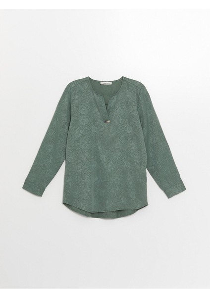 Yeni Sezon V Yaka Çiçekli Uzun Kollu Kadın Bluz indirimleri