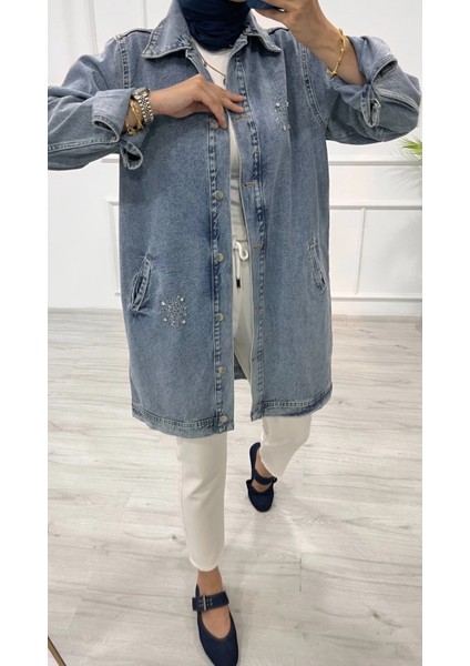 Sptrns Taşlı Tunik Ceket Kar Yıkama Orta Mavi D2516 (Beden: S/m) indirimleri