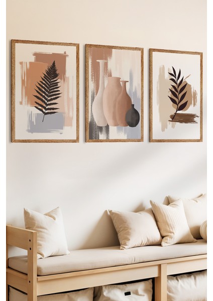 3 Parça Toprağın Dili Konsepli Ahşap Çerçeve Görünümlü Mdf Tablo Seti fiyatları