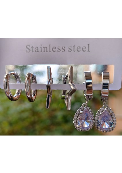 Damla Taşlı, Yıldız Detaylı Çelik Çoklu Küpe Seti fiyatları