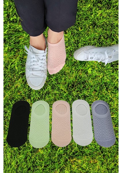 5'li Kendinden Desenli Ultra Esnek Spor Ayakkabı Babet Sneakers Çorap Seti 5 Çift fırsatları