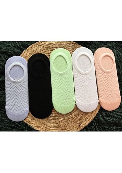 5'li Kendinden Desenli Ultra Esnek Spor Ayakkabı Babet Sneakers Çorap Seti 5 Çift indirimleri