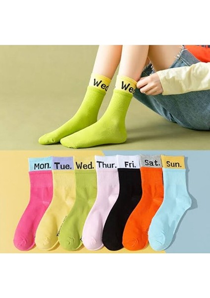 7'li Unisex Yüksek Kaliteli Spor Atletik Tenis Kolej Corap Seti 7 Çift