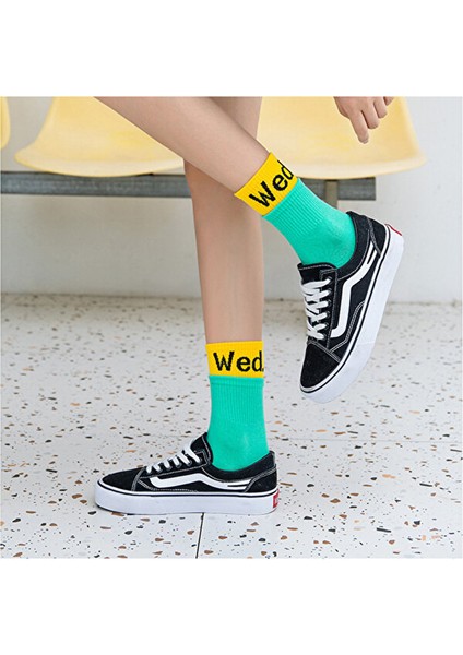 7'li Unisex Yüksek Kaliteli Spor Atletik Tenis Kolej Corap Seti 7 Çift fırsatları