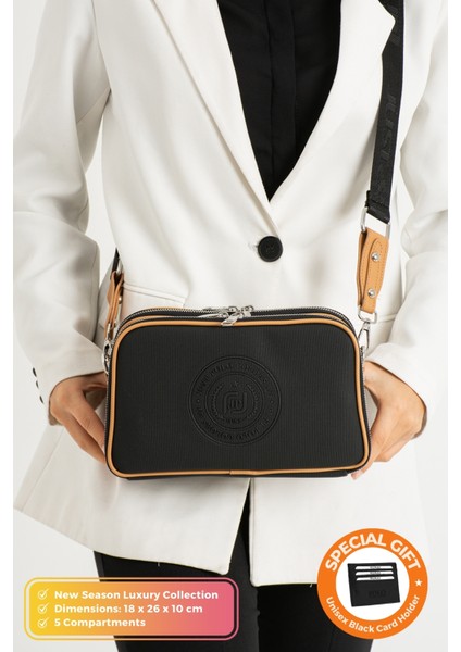 Orijinal Just Polo Collection 5 Bölmeli Lüks Yumuşak Deri Ayarlanabilir Çapraz Askılı Omuz Çantası