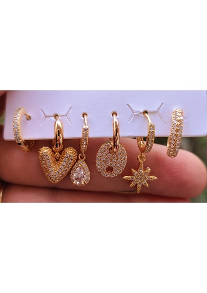 Çelik Kalp Detaylı Çoklu Kadın Küpe fiyatları