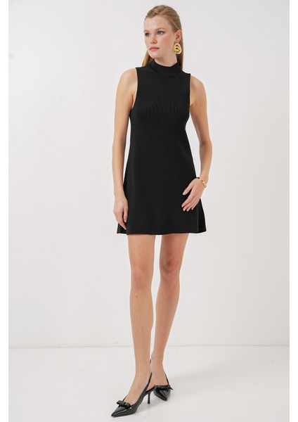 15906 Sıfır Kol Mini Triko Elbise - Siyah fiyatları