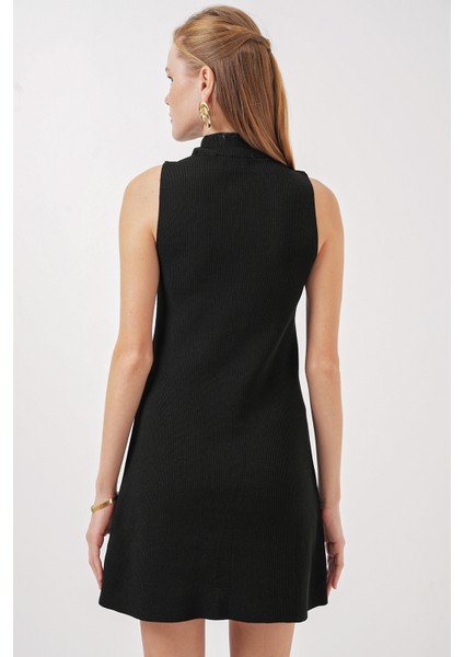 15906 Sıfır Kol Mini Triko Elbise - Siyah indirimleri