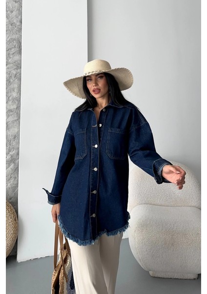 Sptrns Cepli Püsküllü Kar Yıkama Kot Ceket Koyu Mavi D2515 (Beden: S) fiyatları