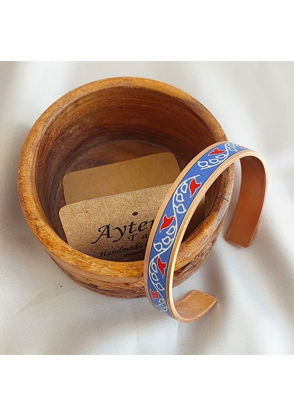 El Yapımı Bakır Bileklik | Etnik Desenli Uv Baskı | Unisex Tasarım
