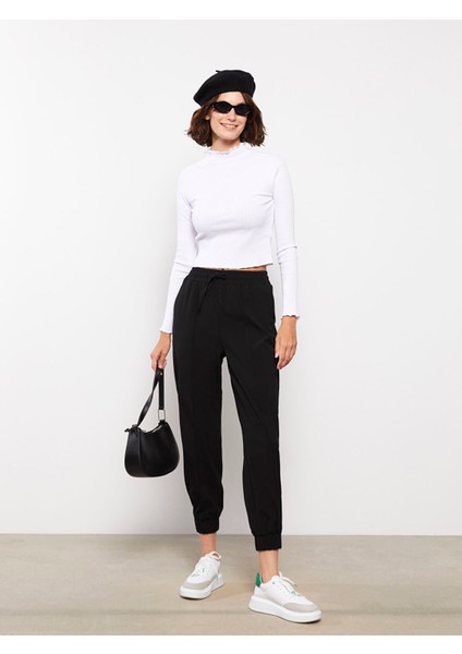 Yeni Sezon Kadın Beli Lastikli Standart Fit Düz Jogger Pantolon fiyatları