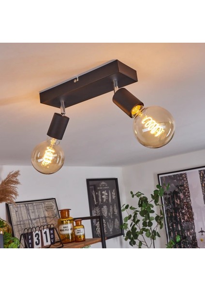 Modern Siyah 2XE27 Mafsallı Hareketli Başlık(Glop Ampul Hariç) Metal Spot Avize