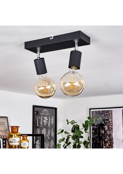 Modern Siyah 2XE27 Mafsallı Hareketli Başlık(Glop Ampul Hariç) Metal Spot Avize fırsatları