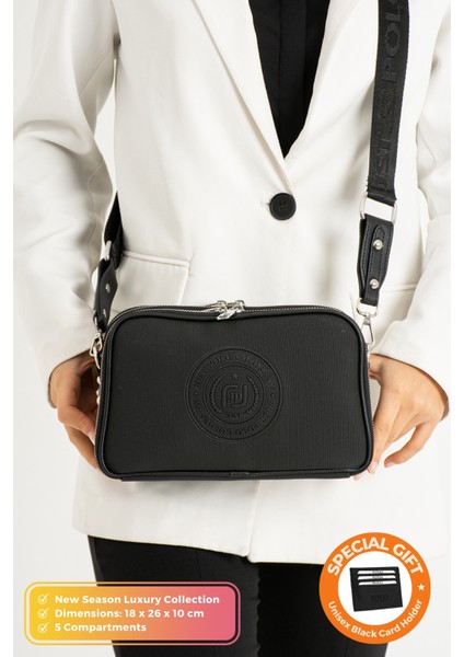 Orijinal Just Polo Collection 5 Bölmeli Lüks Yumuşak Deri Ayarlanabilir Çapraz Askılı Omuz Çantası