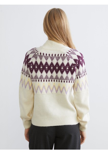 Yeni Sezon Yarım Balıkçı Yaka Desenli Kadın Triko Kazak fırsatları