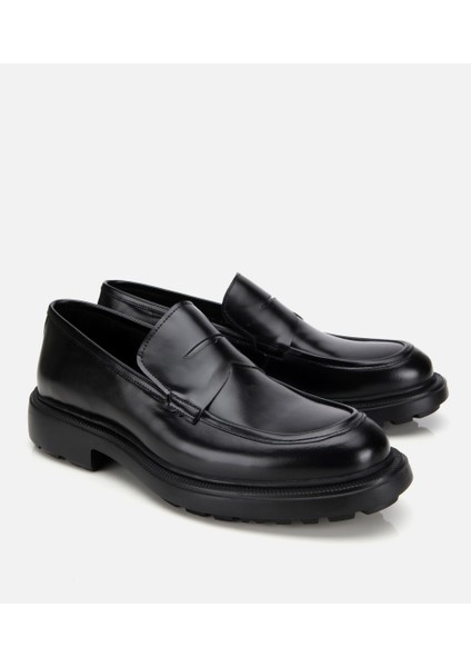 02AYH313740A100 ERKEK Açma Deri Siyah Kalın Tabanlı Klasik Loafer fiyatları