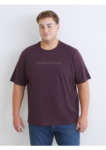 Yeni Sezon Büyük Beden Bisiklet Yaka Baskılı Penye Erkek Tişört