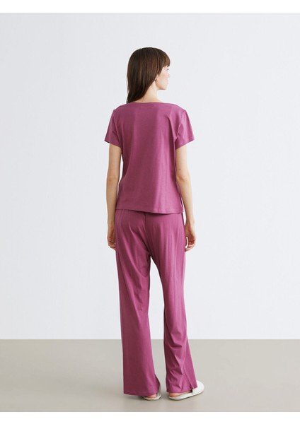 Yeni Sezon U Yaka Modal Karışımlı Kadın Pijama Takımı fırsatları