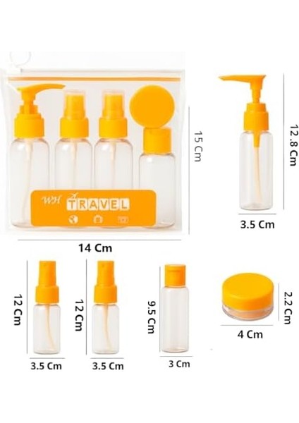 5 Parça Seyahat Çanta Içi Şişeler Makyaj & Kişisel Bakım Şişe Seti (5, Turuncu) modelleri